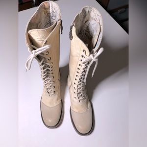 RARE!  New! Mark Nason Cream Leather Combat Bootsl